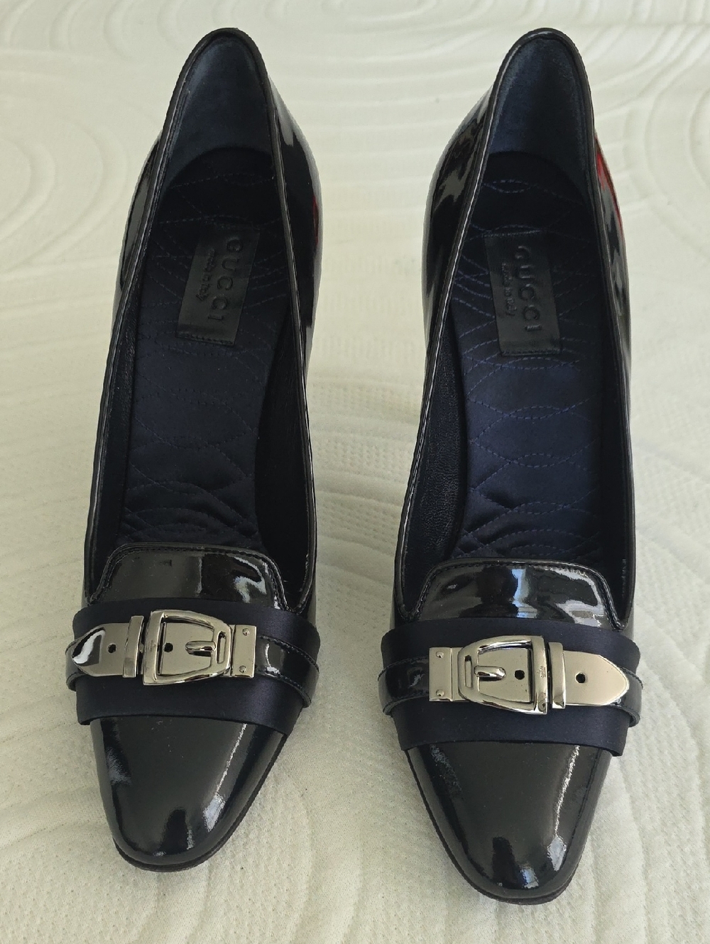 Gucci Black Patent Leather Buckle Pumps